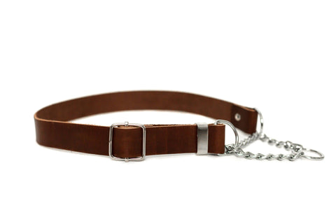 Modern Style Soft Leather Martingale Euro Dog Collar