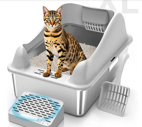 Stainless Steel Litter Box With Guard