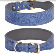Floral Embossed Leather Collar