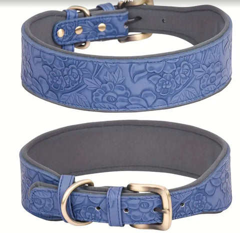 Floral Embossed Leather Collar