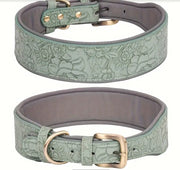 Floral Embossed Leather Collar