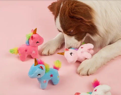 Unicorn plush dog toy