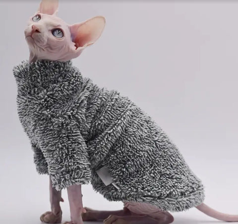 Fluffy Cat Sweater With Neck