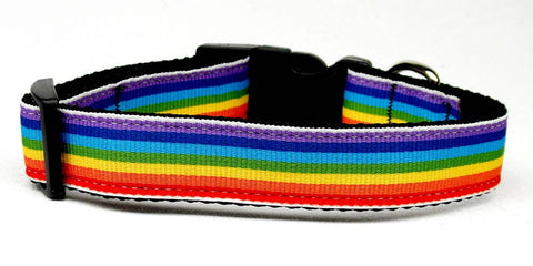 Rainbow Striped Nylon Dog Collar