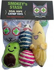 Smokey's Stash Catnip Toys-Avocado, Banana & Sisal Rope Toys