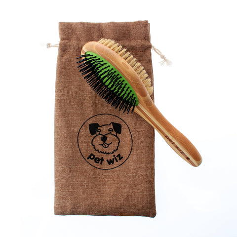 Double Sided Pin & Bristle Bamboo Brush for Dog Grooming