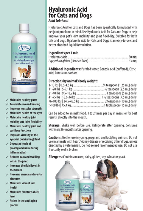 Omega Alpha Hyaluronic Acid for Cats and Dogs