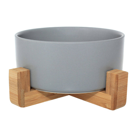 Ceramic Bowl with Bamboo Stand for Dogs & Cats - 5 Colours Available