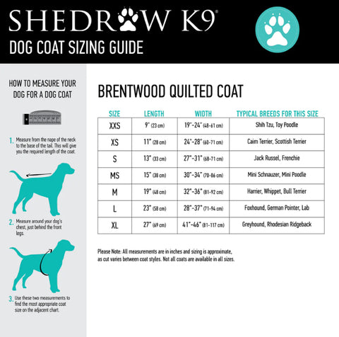 Shedrow K9 Brentwood Quilted Dog Coat