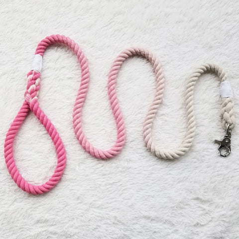 The Pet Store Rope Leash Pink & Grey Whispers Rope Leash