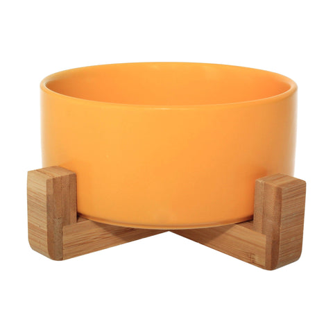 Ceramic Bowl with Bamboo Stand for Dogs & Cats - 5 Colours Available